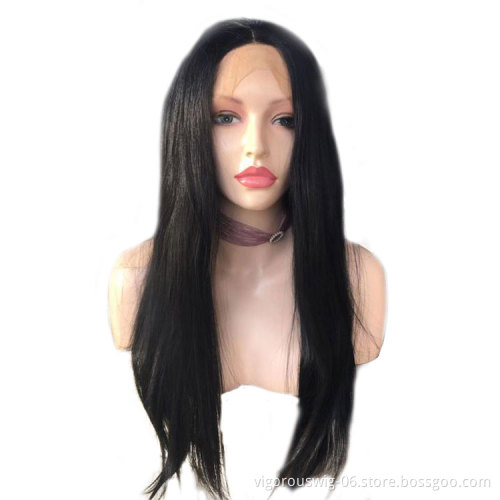 African High Quality Wholesale Pre Plucked Long Black Cheap Fiber Hair Heat Resistant Synthetic Wigs Lace Front Wigs
